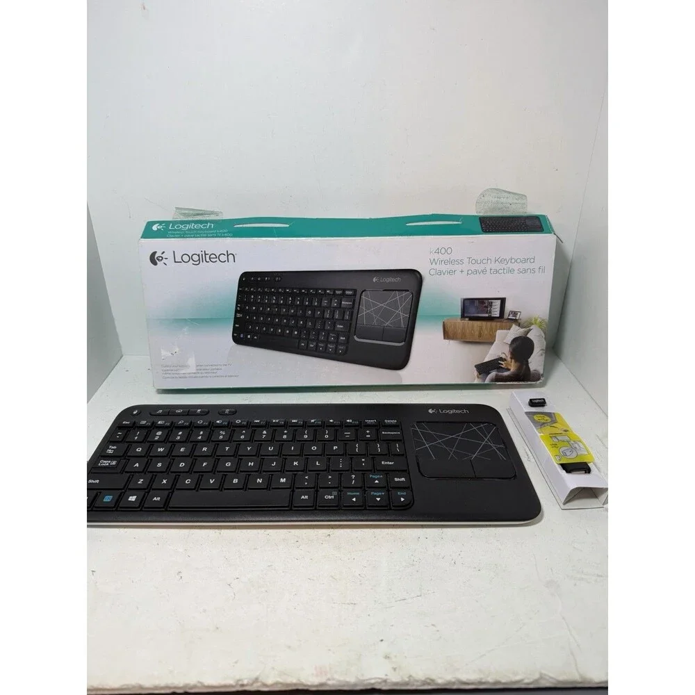 Logitech K400r Wireless Keyboard w/ Touchpad & USB Dongle Unifying Receiver Box